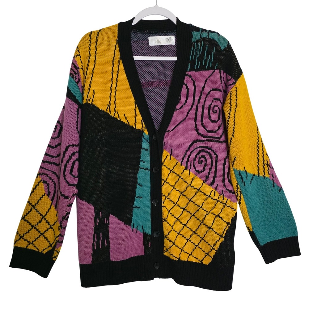 Disney Nightmare Before Christmas Sally Patchwork Cardigan Sweater Multi Color M